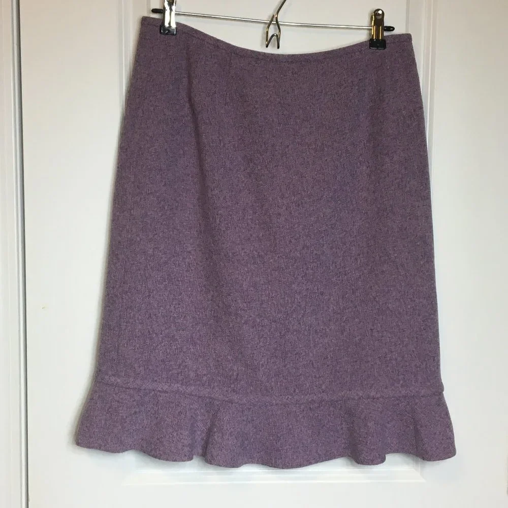 Kasper Purple Retro A-Line Peplum Hem Skirt 10P
